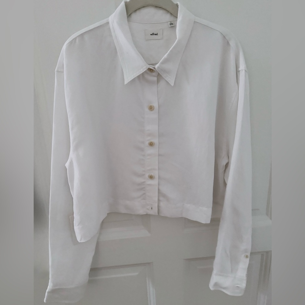 NWT Aritzia L Wilfred White Button-Up Shirt : Jacket